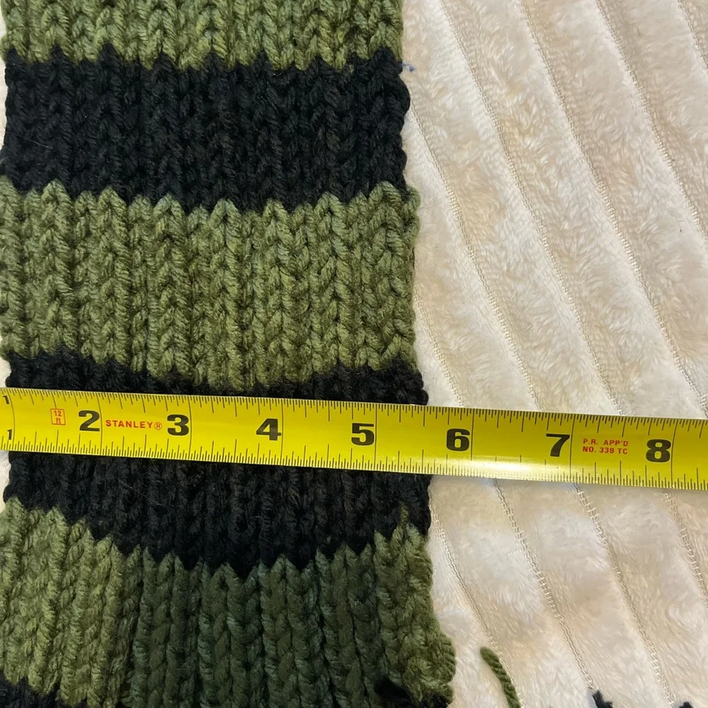 Striped Green and Black Kids Scarf,,H37